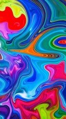 Poster - Fluid vibrant multicolor background loop with swirling paint effect, creating a mesmerizing abstract motion for visual design projects