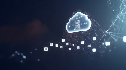 Poster - Abstract graphic design of a cloud computing network.