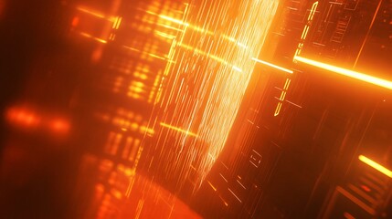 Poster - Intricate network of glowing orange lines.
