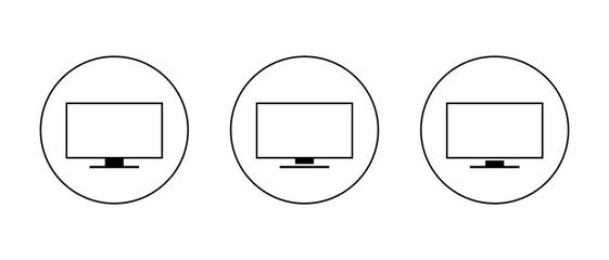 Fototapete - Smart TV icon set. Modern flat screen television symbol in circular outline