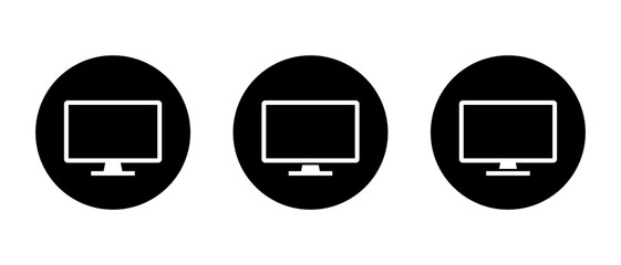Fototapete - Blank desktop monitor icon set. Computer screen silhouette symbol in black circle