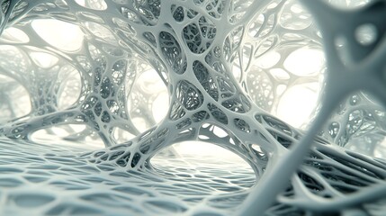 Poster - Intricate, abstract network structure in light gray tones.