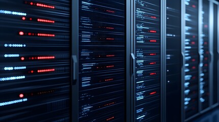 Poster - Server racks with illuminated data streams.