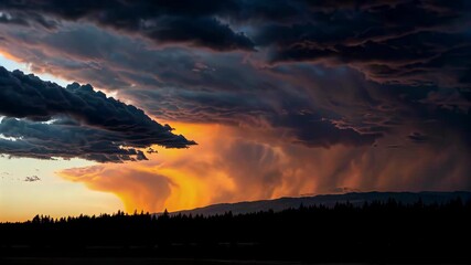 Wall Mural - arafed view of a sunset with a storm coming in