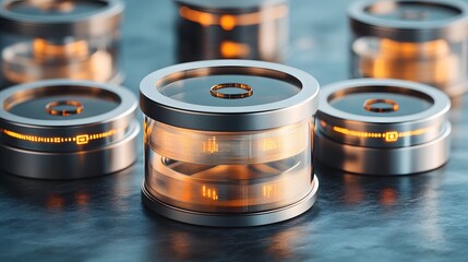 Poster - Close-up of futuristic cylindrical devices.