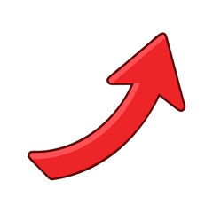 Poster - A red arrow is pointing upwards isolated on white background