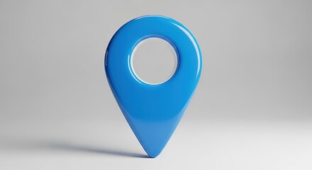 Fototapete - Blue map pointer icon 3D rendering on white background
