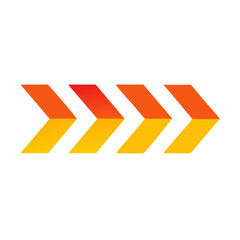 Poster - A series of orange and yellow gradient arrows point to the right, isolated on white background