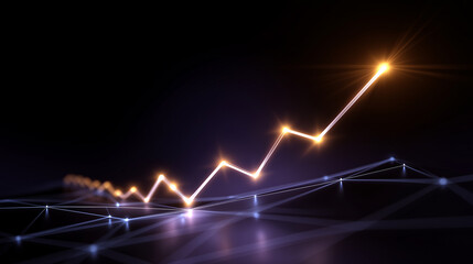 Poster - Professional digital illustration showing upward-trending graphs, glowing data lines, and global network motifs on a sleek gradient background. Suitable for business, finance, fintech, and investment 