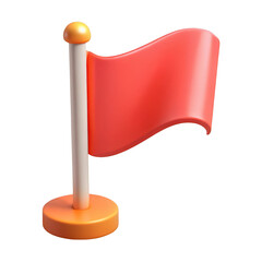Poster - 3d red flag on pole isolated on transparent background