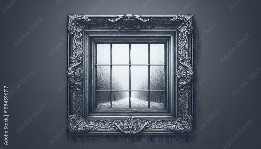 Faint Window Frame A single window frame in grey technically det Stock ...