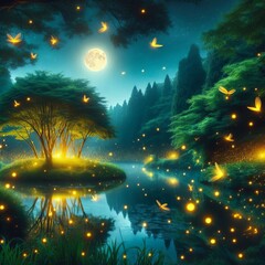 Wall Mural - Glowing Fireflies