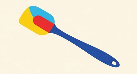 Colorful cooking spatula on a light background, minimalist design