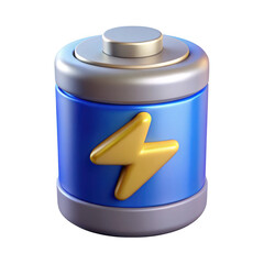 Aufkleber - 3d blue battery icon with golden lightning bolt isolated on transparent background