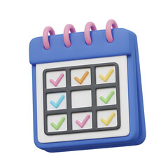 Aufkleber - 3d rendering vector icon of a calendar with checkmarks isolated on transparent background