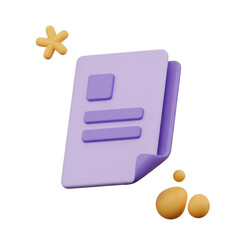 Fototapete - 3d rendering vector icon of a document with bullet points isolated on transparent background