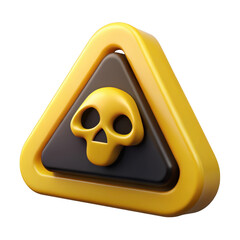 Poster - 3d warning sign with skull symbol isolated on transparent background