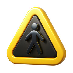 Aufkleber - 3d warning sign with pedestrian symbol isolated on transparent background