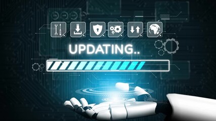 Poster - Knowledge upgrade and software update, digital skills improvement, competitive advantage, continuous learning, and staying up to date with latest technology and software trends. Muxer