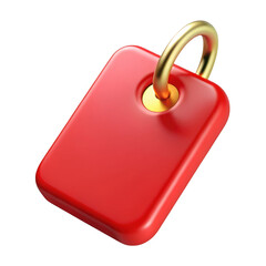Poster - 3d red tag with gold ring isolated on transparent background