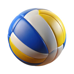 Poster - 3d volleyball with blue white and yellow panels isolated on transparent background