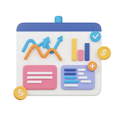 Aufkleber - 3d rendering vector icon of a financial dashboard isolated on transparent background