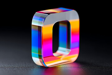 Poster - Colorful Crystal Zero on Dark Background Showcasing Light Refraction and Vibrant Hues in Artistic Display