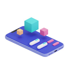 Aufkleber - 3d rendering vector icon of a smartphone with geometric shapes isolated on transparent background