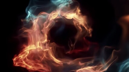 Poster - Abstract Multicolored Smoke Swirling Dynamically on Dark Backdrop with Vibrant Motion Graphics