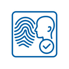 Fototapete - Biometric identification icon with fingerprint and face silhouette  