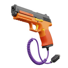 Aufkleber - 3d rendering vector icon of a toy gun with a usb cable isolated on transparent background
