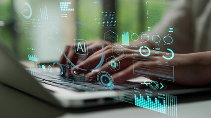 Poster - AI Assistant Brain Processor with LLM Technology, Big Data, Machine Learning, Generative AI for Business Support, Future Agentic AI Technology and Artificial Intelligence Prompt Engineering. Thunk