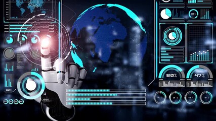 Poster - AI-powered global network interface enabling real-time data interaction, virtual assistant support, and artificial intelligence-driven internet communication insights. Thunk