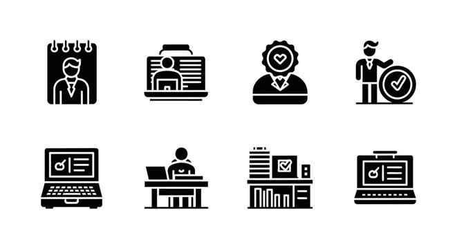 Set of Black and White Business Icons.