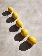 Poster - Lemons Casting Soft Shadows on a Light Concrete Surface in a Bright Setting