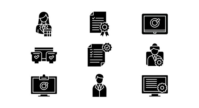 Collection of Business and Technology Icon Illustrations.