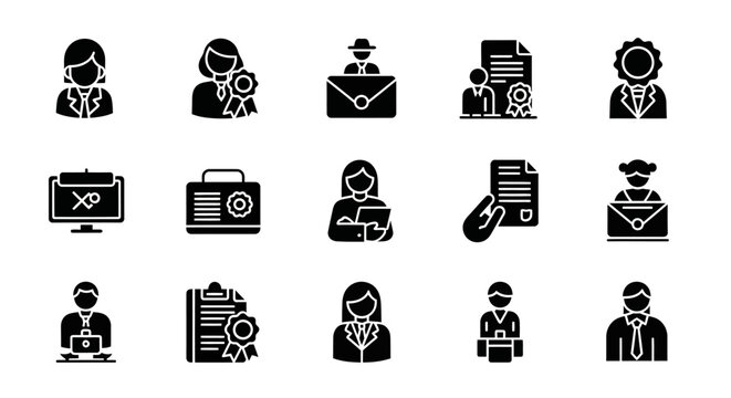 Black and White Business Icons Set.