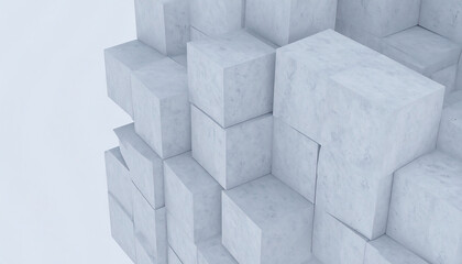 Poster - Abstract arrangement of textured white cubes, creating a modern, minimalist aesthetic