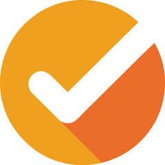 Poster - A graphic of a white check mark inside an orange circle against a light gray background with a shadow