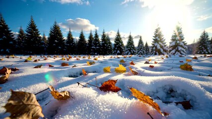 Wall Mural - arafed view of a field of snow with trees in the background