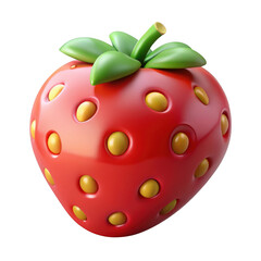 Poster - 3d stylized strawberry with yellow seeds isolated on transparent background