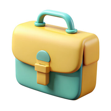 3d stylized briefcase with dual color design isolated on transparent background