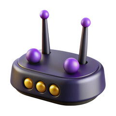 Aufkleber - 3d retro router with purple antennas isolated on transparent background