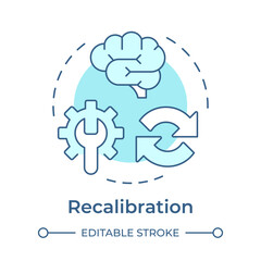 Poster - Recalibration soft blue concept icon. Reconfiguring resources. Step in capacity management processes. Round shape line illustration. Abstract idea. Graphic design. Easy to use in presentation