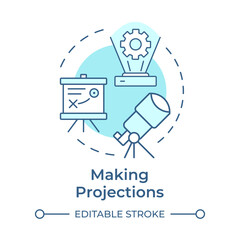 Poster - Making projections soft blue concept icon. Future requirements. Step in capacity management processes. Round shape line illustration. Abstract idea. Graphic design. Easy to use in presentation