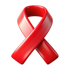 Poster - 3d red awareness ribbon isolated on transparent background