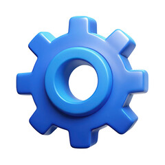 Poster - 3d blue gear icon isolated on transparent background