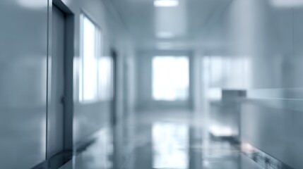 Poster - A modern, spacious corridor with sleek design, bright lighting, and glossy floors, creating a calming atmosphere.