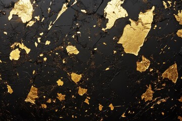 Poster - Abstract black background with gold leaf accents.