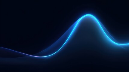 Poster - Abstract blue wave light design on dark background, representing technology and energy flow in a modern style.